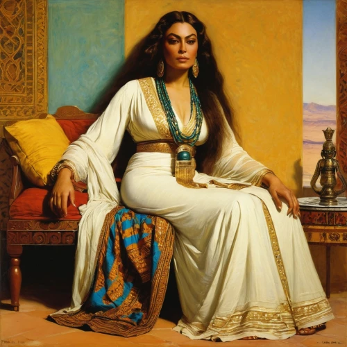 cleopatra,artemisia,orientalism,egyptian,ancient egyptian girl,assyrian,priestess,persian,persian poet,woman sitting,nile,cepora judith,pilate,zoroastrian novruz,portrait of a woman,egyptians,accolade,ancient art,imperator,in seated position,Art,Classical Oil Painting,Classical Oil Painting 42