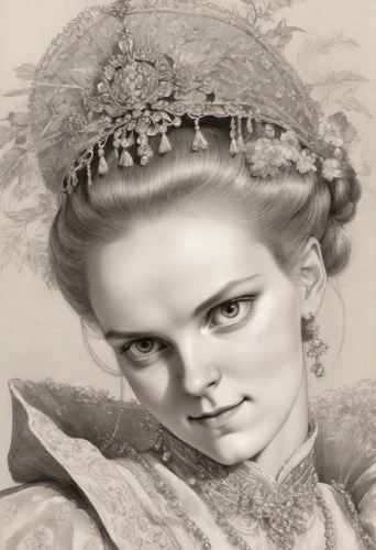 victorian lady,vintage female portrait,maureen o'hara - female,the carnival of venice,ethel barrymore - female,the victorian era,vintage woman,gothic portrait,woman face,daisy jazz isobel ridley,elizabeth i,victorian style,female portrait,female face,woman's face,fantasy portrait,hyacinth,stepmother,miss circassian,queen anne,Digital Art,Ink Drawing