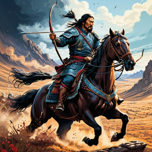 genghis khan,yi sun sin,mongolian,mulan,man and horses,mongolia,mongolia eastern,conquistador,shuanghuan noble,mongolian tugrik,buzkashi,heroic fantasy,samurai,horse herder,game illustration,don quixote,mongolia mnt,inner mongolia,the wanderer,horseman,Illustration,Realistic Fantasy,Realistic Fantasy 25