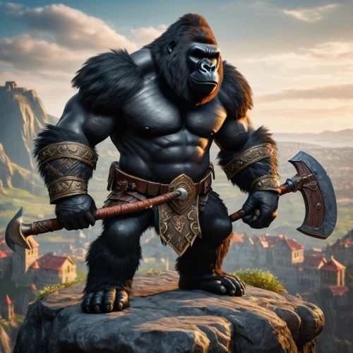 kong,king kong,gorilla,barbarian,silverback,ape,orc,massively multiplayer online role-playing game,gorilla soldier,ogre,greyskull,warlord,neanderthal,strongman,grog,dwarf sundheim,great apes,northrend,brute,war monkey,Photography,General,Fantasy