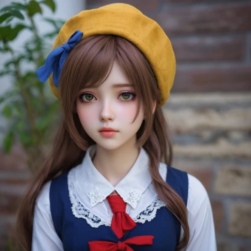 realdoll,handmade doll,female doll,japanese doll,doll paola reina,doll's facial features,artist doll,painter doll,vintage doll,dollfie,fashion doll,doll figure,cloth doll,model doll,the japanese doll,wooden doll,girl doll,dress doll,beret,girl wearing hat,Photography,Fashion Photography,Fashion Photography 24