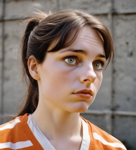 clementine,felicity jones,orange,the girl's face,portrait of a girl,worried girl,lori,isabel,british actress,young woman,orla,video scene,actress,piper,teen,female hollywood actress,girl portrait,daisy 2,girl in t-shirt,eleven,Photography,Natural
