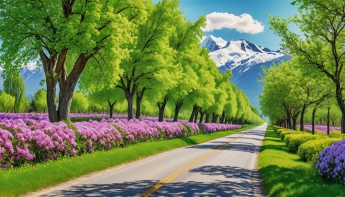 landscape background,cartoon video game background,mountain road,purple landscape,springtime background,spring background,background view nature,background vector,colored pencil background,nature landscape,mountain scene,mountain landscape,beautiful landscape,forest road,mountainous landscape,mountain highway,the valley of flowers,aaa,landscape nature,mount scenery,Photography,General,Realistic