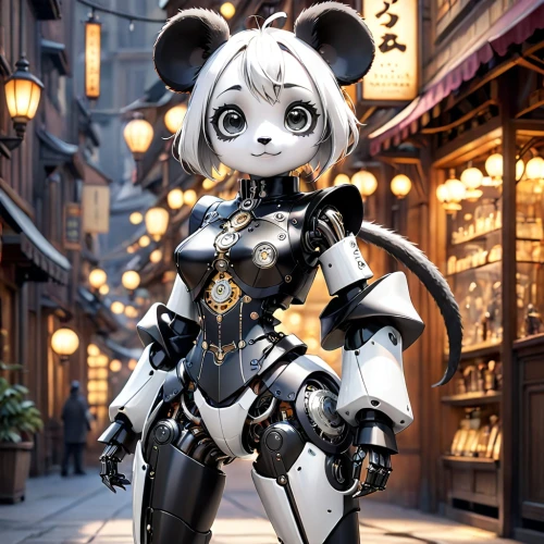 kawaii panda,harajuku,kotobukiya,anime 3d,panda,hk,3d figure,mouse,chinese panda,mecha,mechanical,alloy,armored,robotic,ai,humanoid,minibot,artist doll,3d teddy,steampunk,Anime,Anime,Cartoon