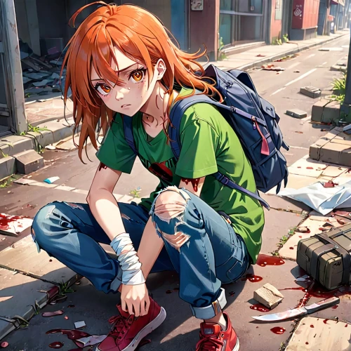 asuka langley soryu,meteora,school clothes,clementine,nora,clary,anime japanese clothing,red-haired,evangelion,girl sitting,injured,kayano,determination,cells,student,worried girl,on the ground,kosmea,nami,holding shoes,Anime,Anime,Realistic