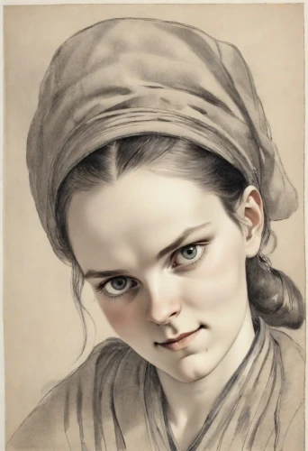 girl with cloth,portrait of a girl,vintage female portrait,girl in cloth,girl portrait,child portrait,the girl's face,young woman,woman's face,woman face,portrait of a woman,vintage drawing,female portrait,woman portrait,girl drawing,daisy jazz isobel ridley,girl with a pearl earring,mystical portrait of a girl,female face,girl with bread-and-butter,Digital Art,Ink Drawing
