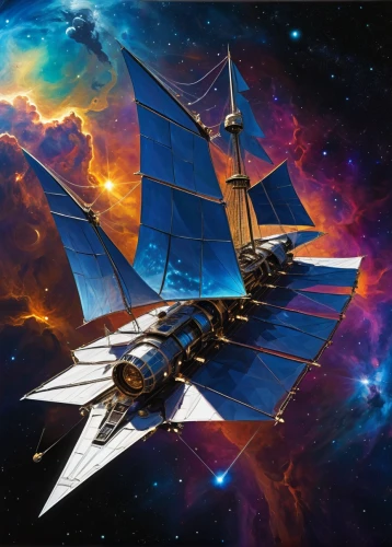 star ship,victory ship,carrack,voyager,pioneer 10,space ships,steam frigate,fast space cruiser,interstellar bow wave,starship,delta-wing,galleon ship,constellation swordfish,flagship,space glider,space art,sailing wing,euclid,space ship,spacescraft,Illustration,Japanese style,Japanese Style 05