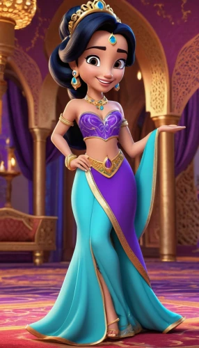 jasmine,aladha,aladin,aladdin,princess sofia,tiana,jasmine flower,jasmine blossom,princess anna,disney character,jasmine blue,oriental princess,belly dance,pocahontas,moana,jasmine flowers,elsa,hula,mulan,a beautiful jasmine,Unique,3D,3D Character