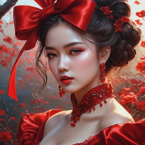 red petals,red flower,red rose,red roses,red bow,red berries,red magnolia,red ribbon,lady in red,fantasy portrait,red flowers,red butterfly,poppy red,shades of red,oriental princess,cherry flower,romantic portrait,geisha girl,red gift,geisha,Photography,Documentary Photography,Documentary Photography 37