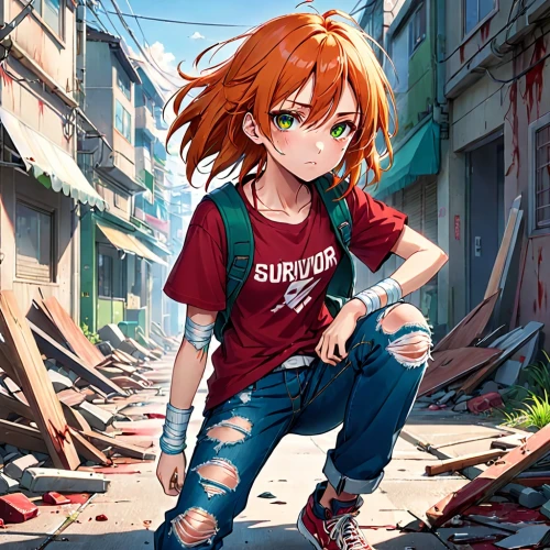 anime japanese clothing,2d,nora,asuka langley soryu,isolated t-shirt,mikuru asahina,meteora,red-haired,my hero academia,scrapyard,suburb,kayano,honoka,uruburu,anime girl,slum,grunge,anime,stray,rags,Anime,Anime,Realistic