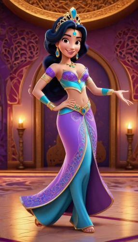 aladha,aladin,jasmine,tiana,aladdin,princess sofia,elsa,pocahontas,disney character,hula,radha,mulan,moana,princess anna,cleopatra,belly dance,fantasia,jasmine blue,oriental princess,cinderella,Unique,3D,3D Character