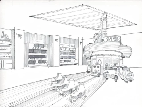 kitchen shop,pharmacy,laboratory oven,chemical laboratory,laboratory equipment,convenience store,ufo interior,pantry,apothecary,laboratory,sci fi surgery room,engine room,autoclave,bakery,kitchen interior,grocer,shelves,bakery products,multistoreyed,baking equipments,Design Sketch,Design Sketch,Hand-drawn Line Art