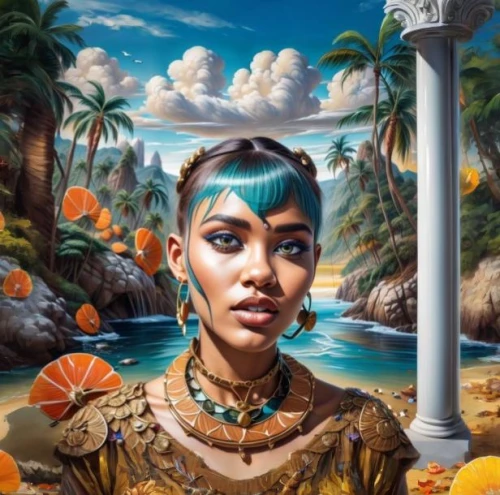 polynesian girl,bali,cleopatra,polynesian,polynesia,fantasy portrait,blue hawaii,caribbean,fantasy art,moana,the caribbean,carribean,jamaica,fiji,tahiti,frida,oceania,hula,kalua,art