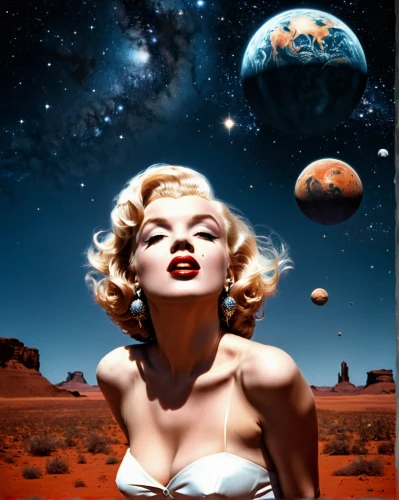 planet mars,mission to mars,red planet,marylin monroe,atomic age,astronomer,photomontage,celestial bodies,planet eart,asteroids,retro pin up girl,pin ups,sci fiction illustration,space art,cosmonautics day,astronomy,planetary system,planets,pin up,earth rise,Photography,Fashion Photography,Fashion Photography 19