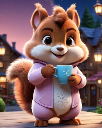 squirell,cute cartoon character,fluffy diary,chipmunk,cute cartoon image,cute fox,raccoon,hungry chipmunk,the squirrel,squirrel,adorable fox,rocket raccoon,holding cup,cup of cocoa,holding ipad,north american raccoon,reading the newspaper,cute animal,little fox,conker,Unique,3D,3D Character