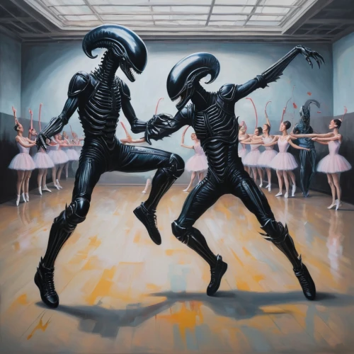 dance of death,danse macabre,dancers,dancing couple,waltz,dancing,modern dance,aliens,dance,random access memory,salsa dance,ballroom dance,alien,ballet master,tap dance,dance club,tango,concert dance,ballet,ballerinas,Illustration,Realistic Fantasy,Realistic Fantasy 24