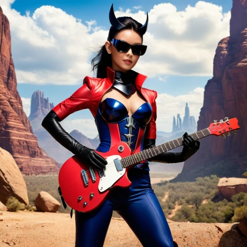 epiphone,wasp,electric guitar,lady rocks,super heroine,acoustic-electric guitar,cosplay image,harley,guitar,ibanez,captain marvel,electric bass,thunderbird,fender,catwoman,marvel comics,cosplayer,thundercat,fantasy woman,rockabella,Photography,General,Cinematic
