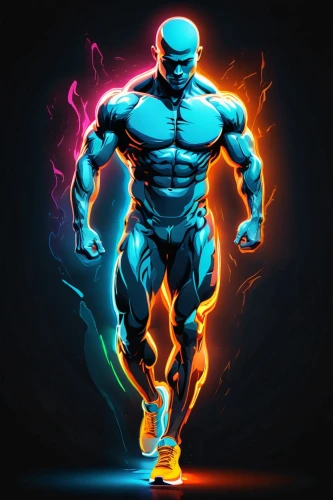 electro,dr. manhattan,human torch,muscle icon,muscle man,neon body painting,firedancer,steel man,bioluminescence,mobile video game vector background,bodybuilder,muscular,3d man,body-building,bodybuilding,body building,game illustration,uv,cleanup,android game,Unique,Design,Logo Design
