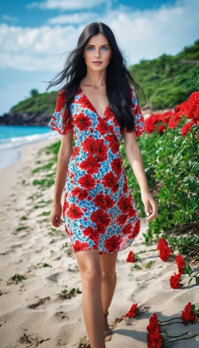 beach background,floral dress,polynesian girl,social,hula,girl in flowers,beautiful girl with flowers,moana,lei,aloha,image manipulation,girl in red dress,rosa bonita,plus-size model,flower background,luau,man in red dress,image editing,girl on the dune,deep coral,Photography,General,Realistic