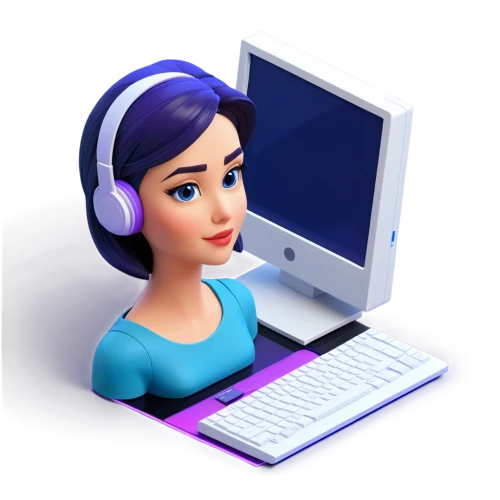 girl at the computer,3d model,computer skype,video editing software,computer icon,desktop support,distance learning,computer graphics,desktop computer,3d modeling,wireless headset,distance-learning,correspondence courses,school administration software,women in technology,computer accessory,pc speaker,online courses,online learning,computer speaker,Unique,3D,Isometric