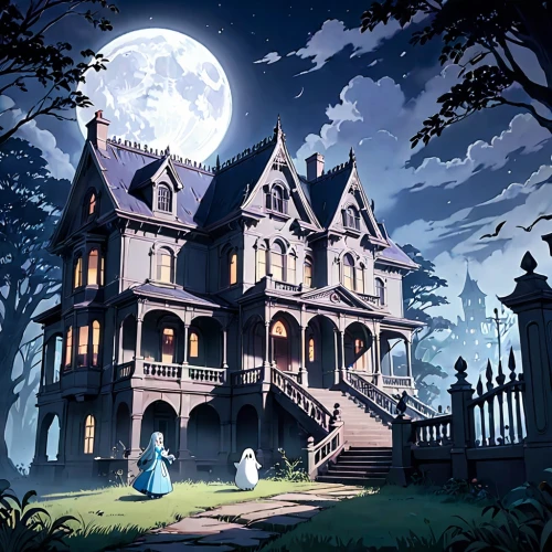 witch's house,witch house,the haunted house,victorian house,haunted house,house silhouette,ghost castle,haunted castle,gothic architecture,halloween background,gothic style,houses clipart,fairy tale castle,magic castle,moonlit night,victorian,halloween poster,halloween and horror,halloween wallpaper,halloween illustration,Anime,Anime,Traditional