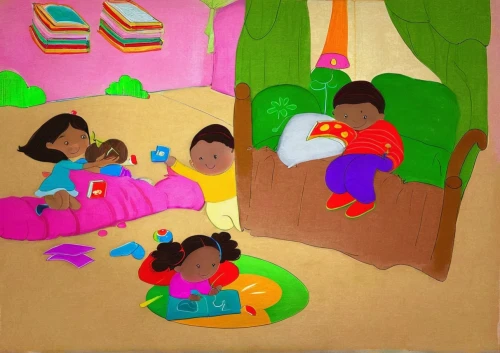 children's room,children studying,children drawing,children's playhouse,kids room,the little girl's room,church painting,nursery decoration,playschool,children's bedroom,children's interior,nursery,kids illustration,khokhloma painting,children learning,fabric painting,preschool,afro american girls,art painting,indigenous painting,Illustration,Paper based,Paper Based 01