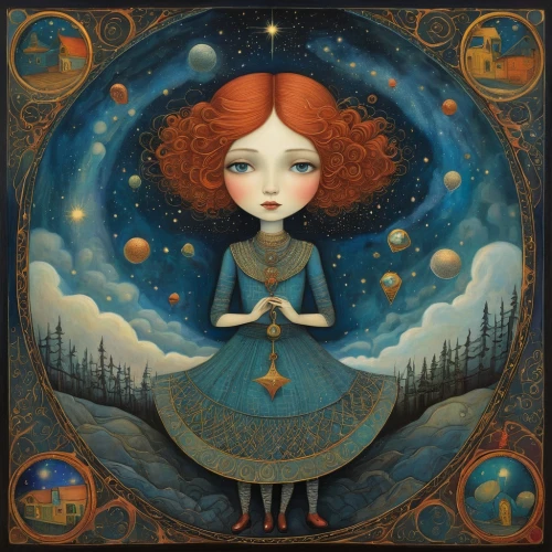 mystical portrait of a girl,faerie,blue moon rose,merida,faery,fairy tale character,moonbeam,the snow queen,little girl fairy,fairy queen,fairies aloft,rosa 'the fairy,children's fairy tale,fairy galaxy,eglantine,rosa ' the fairy,the enchantress,celestial body,child fairy,fairytales,Illustration,Abstract Fantasy,Abstract Fantasy 09