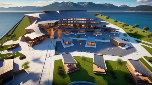 cube stilt houses,over water bungalows,floating huts,floating islands,eco hotel,solar cell base,lofoten,render,eco-construction,popeye village,nuuk,3d rendering,school design,ski facility,seaside resort,golf resort,development concept,moorea,artificial island,ski resort,Photography,General,Realistic