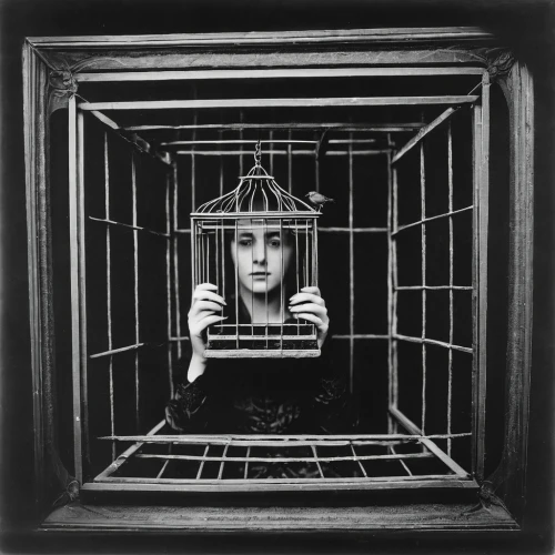 stieglitz,ambrotype,box camera,captivity,gothic portrait,catherine deneuve,prisoner,gothic woman,woman drinking coffee,queen cage,verrine,looking glass,twin lens reflex,silent screen,agfa isolette,arbitrary confinement,silent film,art nouveau frame,vitrine,bell jar,Photography,Black and white photography,Black and White Photography 15