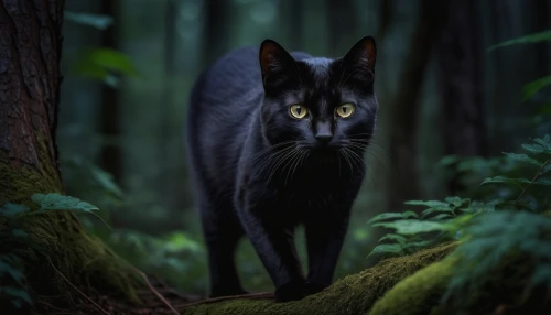 black cat,yellow eyes,wild cat,forest animal,golden eyes,feral cat,canis panther,gray cat,hollyleaf cherry,feral,felidae,forest dark,russian blue,on the hunt,european shorthair,black shepherd,panther,halloween black cat,red eyes,cat's eyes,Photography,General,Natural