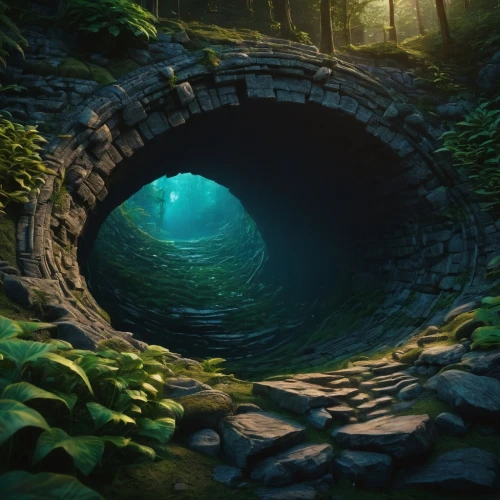 underground lake,canal tunnel,wishing well,hollow way,cartoon video game background,wall tunnel,mountain spring,crescent spring,tunnel,cave on the water,underwater oasis,ny sewer,the brook,water spring,devil's bridge,tunnel of plants,fantasy landscape,threshold,the mystical path,storm drain,Photography,General,Fantasy