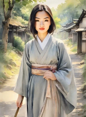 geisha,geisha girl,korean culture,korean history,asian woman,hanbok,chinese art,japanese woman,oriental girl,kimchijeon,mulan,oriental princess,oriental painting,korean folk village,kimjongilia,korean drama,yi sun sin,vietnamese woman,seolleongtang,songpyeon,Digital Art,Watercolor