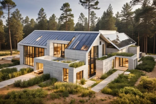 eco-construction,timber house,cubic house,house in the forest,inverted cottage,log home,log cabin,dunes house,energy efficiency,grass roof,wooden house,smart house,solar panels,metal roof,cube house,folding roof,modern architecture,metal cladding,eco hotel,danish house,Photography,General,Realistic