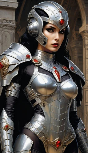 female warrior,breastplate,cuirass,knight armor,joan of arc,heavy armour,crusader,armored,armor,armour,sterntaler,warrior woman,massively multiplayer online role-playing game,heroic fantasy,armored animal,iron mask hero,paladin,templar,swordswoman,fantasy woman,Illustration,Realistic Fantasy,Realistic Fantasy 46