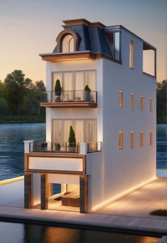 house by the water,houseboat,cube stilt houses,house with lake,modern house,luxury real estate,sky apartment,3d rendering,inverted cottage,boat house,luxury property,danish house,stilt house,model house,build by mirza golam pir,holiday villa,floating huts,cubic house,stilt houses,lifeguard tower,Photography,General,Natural