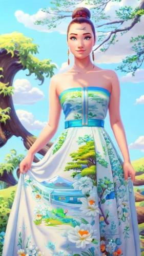 japanese sakura background,oriental princess,spring background,girl in a long dress,celtic queen,chinese background,sakura background,hanbok,princess anna,springtime background,ao dai,hula,world digital painting,3d background,japanese background,golf course background,green background,oriental girl,chinese art,miss vietnam,Common,Common,Cartoon