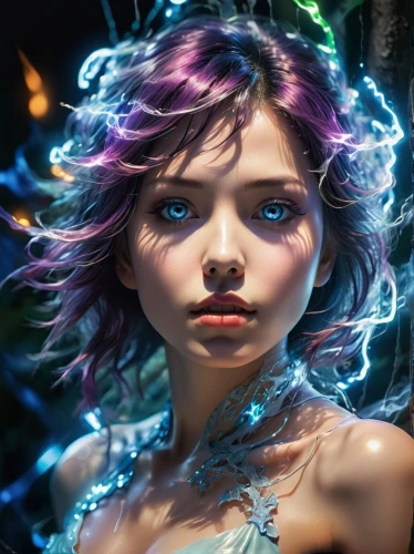 fae,violet head elf,fantasy portrait,blue enchantress,electro,the enchantress,electrified,3d fantasy,fantasy art,faerie,electric,faery,fantasy picture,pixie,cg artwork,evil fairy,world digital painting,mystical portrait of a girl,visual effect lighting,medusa,Photography,Artistic Photography,Artistic Photography 02