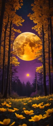 cartoon video game background,dusk background,purple landscape,moon and star background,moonrise,lunar landscape,moonlit night,purple moon,landscape background,autumn background,halloween background,mushroom landscape,background image,moonlit,moonscape,autumn forest,round autumn frame,art background,hanging moon,forest background