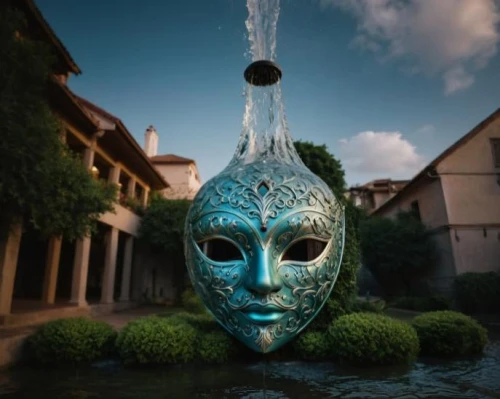 venetian mask,fountain head,hanging mask,diving mask,spa water fountain,decorative fountains,anonymous mask,water fountain,water creature,dolphin fountain,wassertrofpen,masquerade,el salvador dali,floor fountain,mask,golden mask,gold mask,masque,with the mask,covid-19 mask