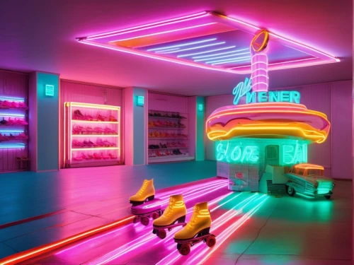 neon candies,neon ice cream,retro diner,neon cocktails,neon coffee,ufo interior,ice cream shop,neon drinks,neon sign,neon cakes,neon lights,fast food restaurant,neon light,soda shop,neon ghosts,neon candy corns,neon,ice cream parlor,neon human resources,neon light drinks,Photography,General,Realistic