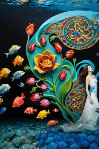 fantasy art,mermaid background,under the sea,ornamental fish,oil painting on canvas,art painting,aquarium decor,fantasy picture,heart of love river in kaohsiung,the sea maid,under sea,wall painting,glass painting,decorative art,believe in mermaids,mermaids,underwater background,ulysses butterfly,chinese art,bodypainting