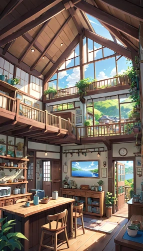 tropical house,the cabin in the mountains,tree house hotel,summer cottage,sky apartment,big kitchen,beautiful home,studio ghibli,loft,houseboat,chalet,tree house,florida home,house in the mountains,dunes house,wooden house,treehouse,breakfast room,holiday villa,eco hotel,Anime,Anime,Realistic