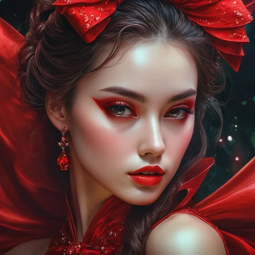 red rose,fantasy portrait,red roses,scarlet witch,red petals,lady in red,red flower,red bow,queen of hearts,red carnations,red riding hood,red berries,romantic portrait,red gown,little red riding hood,red flowers,red russian,mystical portrait of a girl,rose flower illustration,red ribbon,Photography,Artistic Photography,Artistic Photography 10