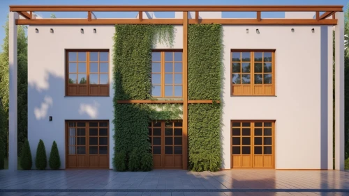 stucco frame,window frames,garden elevation,exterior decoration,facade painting,wooden facade,facade panels,gold stucco frame,3d rendering,apartment building,an apartment,row of windows,garage door,wooden windows,render,stucco wall,ivy frame,frame house,industrial building,block balcony,Photography,General,Realistic