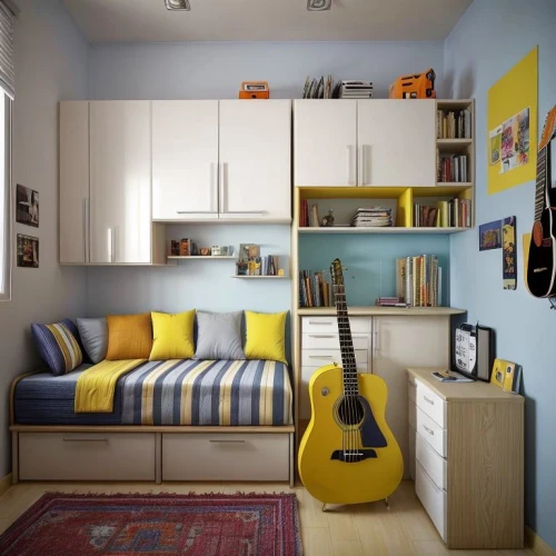 boy's room picture,kids room,children's bedroom,modern room,great room,shared apartment,one-room,room divider,an apartment,modern decor,danish room,bedroom,apartment,children's room,interior decoration,wall sticker,playing room,contemporary decor,yellow wall,bookcase