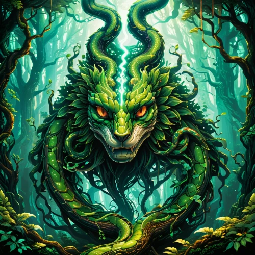 green dragon,forest dragon,dragon of earth,wyrm,painted dragon,green dragon vegetable,medusa gorgon,dragon,serpent,black dragon,forest animal,nine-tailed,gorgon,basilisk,dragon li,dragon design,patrol,emerald lizard,chinese dragon,trioceros,Illustration,Realistic Fantasy,Realistic Fantasy 25