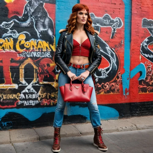 street fashion,leather boots,mary jane,retro woman,high jeans,toni,fashion street,clary,bluejeans,leather,shoreditch,agent provocateur,retro women,maria,leather hat,fuller's london pride,super heroine,carpenter jeans,woman in menswear,red brick wall,Photography,General,Fantasy