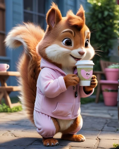 squirell,cute cartoon character,drinking coffee,hot drink,holding cup,a buy me a coffee,chipmunk,hot cocoa,cute fox,macchiato,cup of cocoa,cute cartoon image,relaxed squirrel,adorable fox,cute coffee,coffee tumbler,hot coffee,chilling squirrel,the squirrel,hungry chipmunk