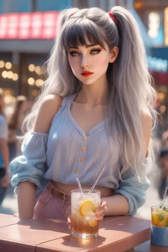 lemonsoda,harajuku,retro girl,lemonade,tea,female doll,waitress,retro woman,tea zen,sip,anime girl,fashion doll,model doll,daiquiri,barista,dollfie,girl in overalls,vintage girl,gin,teacups,Photography,Commercial