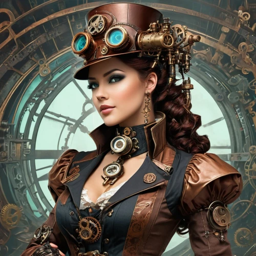 steampunk,steampunk gears,clockmaker,clockwork,watchmaker,victorian lady,fantasy art,sci fiction illustration,transistor,sorceress,fantasy portrait,horoscope libra,cogs,girl with a wheel,antiquariat,leather hat,female doctor,the enchantress,chronometer,victorian style,Conceptual Art,Fantasy,Fantasy 25